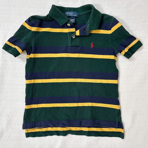 Polo Ralph Lauren Green Yellow Navy Short Sleeve Polo sz 5 - red logo - Picture 4 of 7
